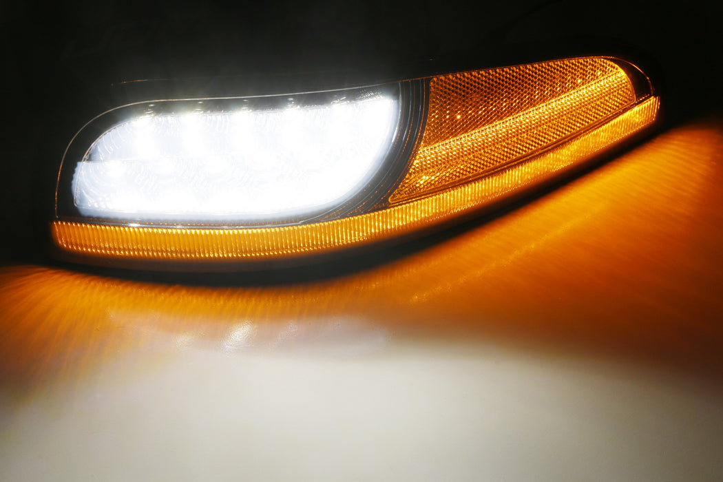 Clear LED DRL/Sequential Front Turn Signal Light Kit For 97-04 Chevy Corvette C5