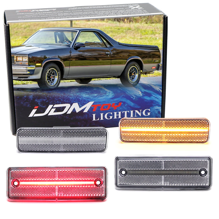 4pc Set Clear Lens Amber/Red Full LED Side Marker Lights For El Camino/Caballero