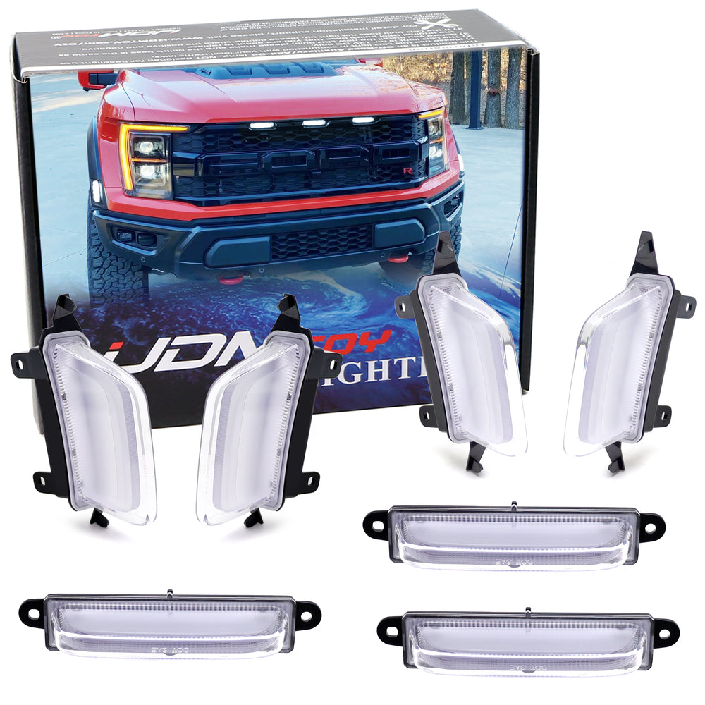 7pc Clear Lens White Full LED Grille & Fender Flare Lighting Kit For Gen3 Raptor