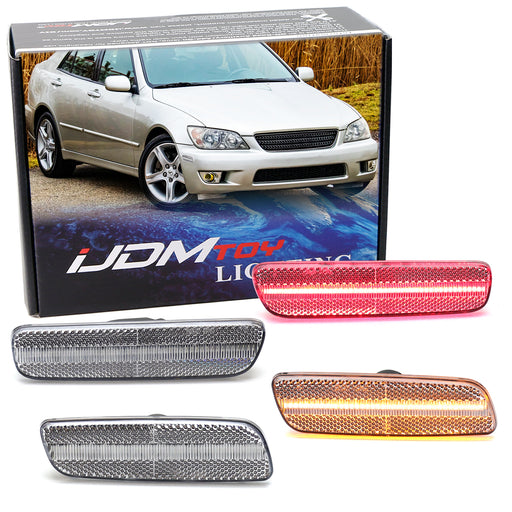 4pc Clear Lens Amber/Red Full LED Front/Rear Side Markers For 01-05 Lexus IS300