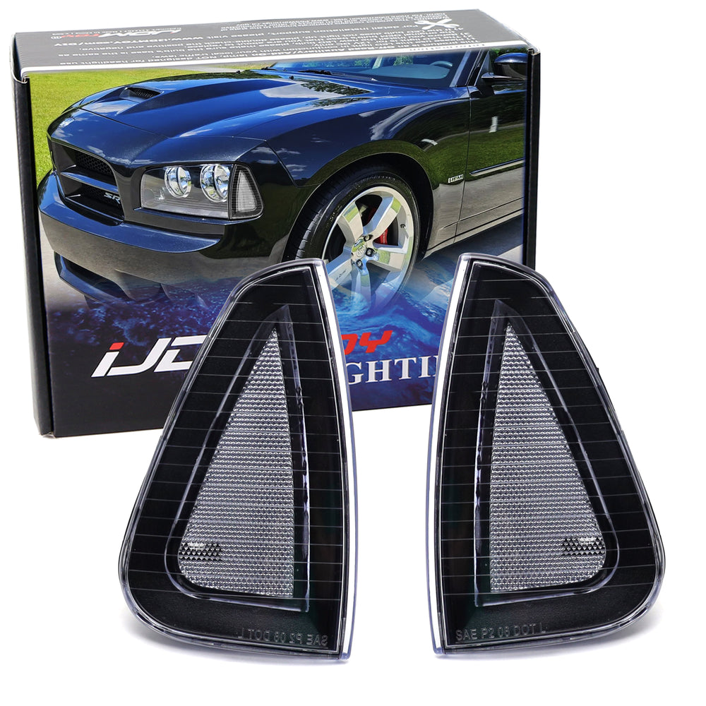 Semi Smoke Clear Lens Headlight Corner Side Marker Lamps For 06-10 Dodge Charger