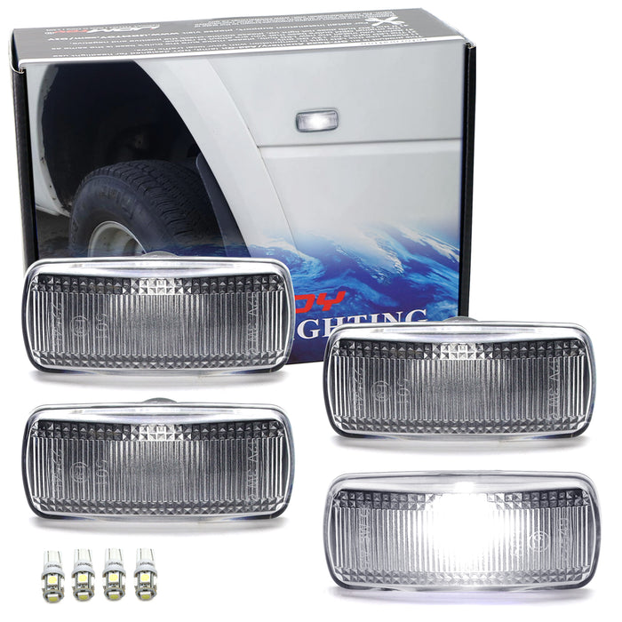 Clear Lens Front/Rear Fender Side Marker Lamps w/ White LED For 2010-18 RAM DRW