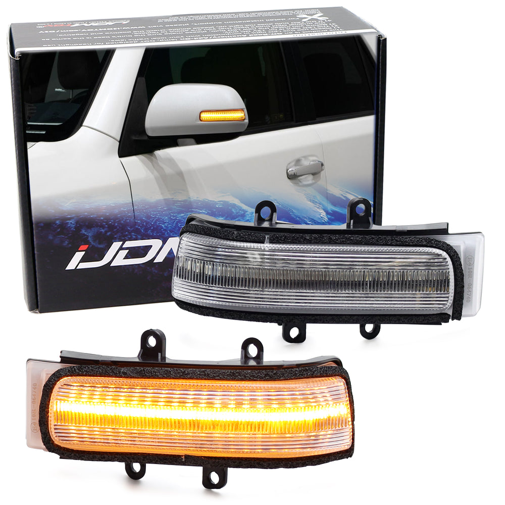 Clear Lens Full LED Sequential Blink Side Mirror Lights For 2010-13 4Runner, etc