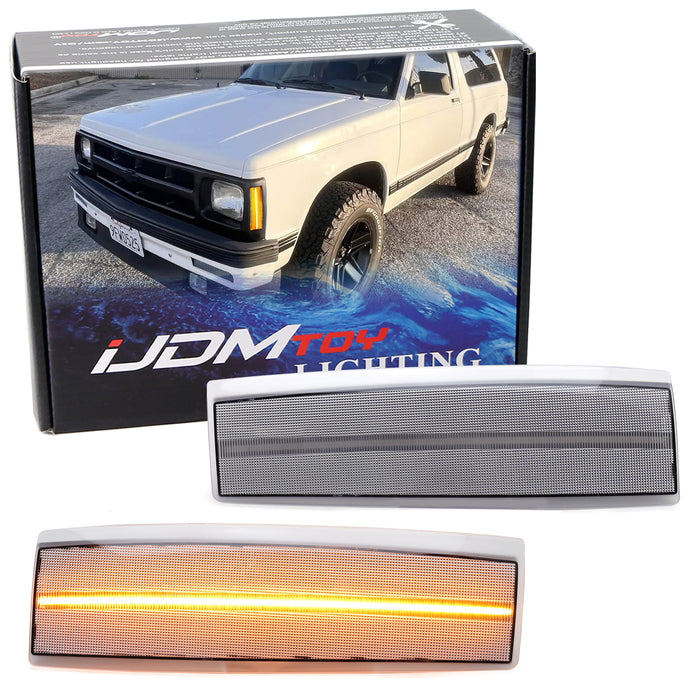 Clear Lens Amber Full LED Side Markers For 83-94 Chevy S10 Blazer GMC S15 Jimmy