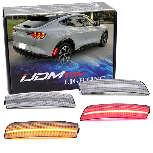 4pc Set Clear Lens Amber/Red Full LED Side Marker Lights For Ford Mustang Mach-E
