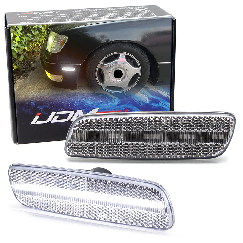 Clear Lens White Full LED Side Markers For 1998-05 Lexus GS300 IS300 LS400, etc