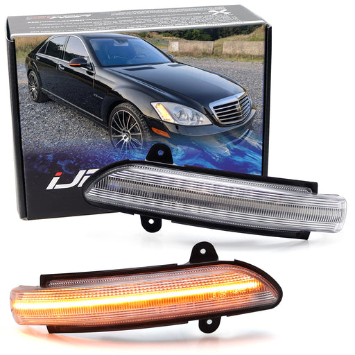 Clear Lens LED Sequential Blink Side Mirror Lights For Benz W221 S W219 CLS E CL