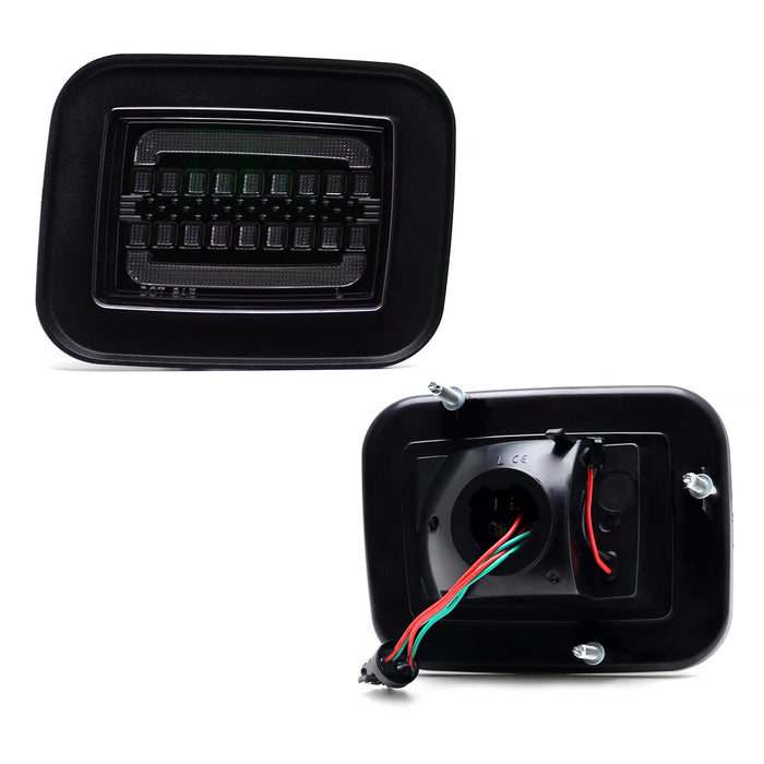 Clear Full LED White Halo/Amber Sequential Blink Front Turn Signal For Hummer H2