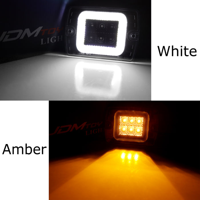 Clear Lens White LED DRL/Amber Sequential Turn Signal For Jeep 1987-95 Wrangler
