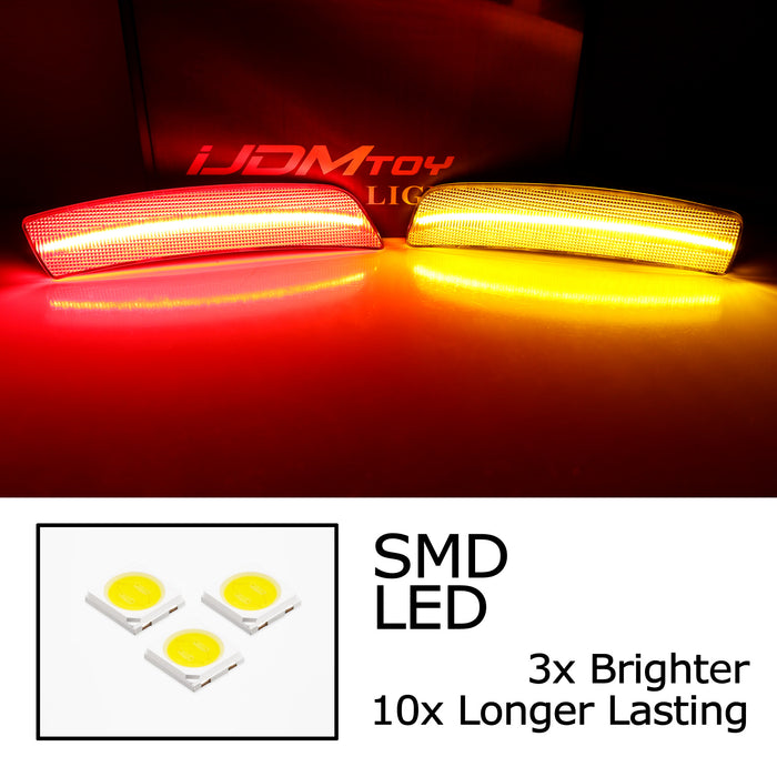 4pc Set Clear Lens Amber/Red Full LED Side Marker Lights For Ford Mustang Mach-E