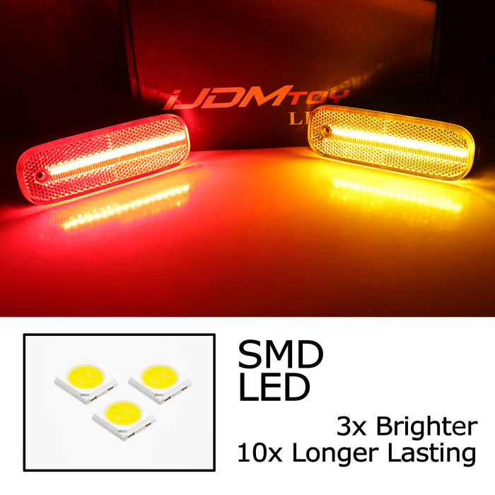 4pc Clear Lens Amber & Red Full LED Strip Side Marker Lights For Infiniti G20