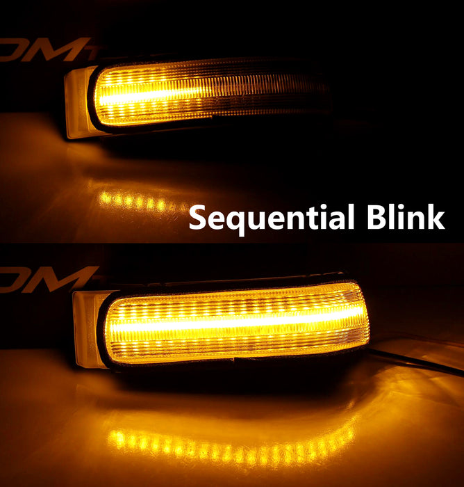 Clear Lens Full LED Sequential Blink Side Mirror Lights For 2010-13 4Runner, etc