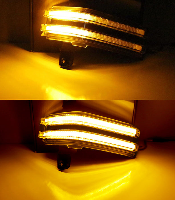 Clear Amber Sequential Blink LED Side Mirror Lamps For 15-19 Chevy GMC 2500 3500