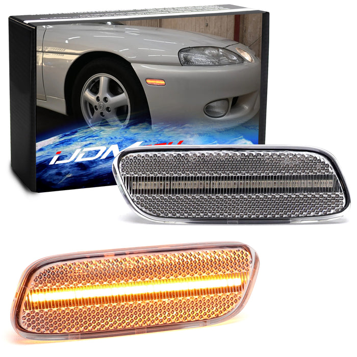 2PCS White Led Side Marker Lights for 1992-2000 Lex'us SC300 SC400 Led Indicator Turn Signal Light Kit Clear Lens Front Bumper Clearance Light OEM 2PCS White Led Side Marker Lights for 1992-2000 Lex'us SC300 SC400 Led Indicator Turn Signal Light Kit Clear Lens Front Bumper Clearance Light OEM
