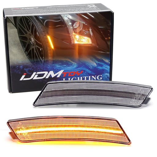 Clear Lens Amber Full LED Strip Front Bumper Side Markers For Cadillac 2020+ CT5