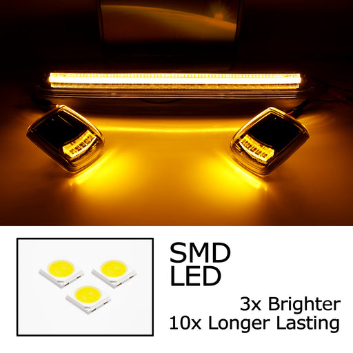 Black-Out Amber Full Strip LED Cab Roof Light Kit For 15-19 Silverado Sierra HD