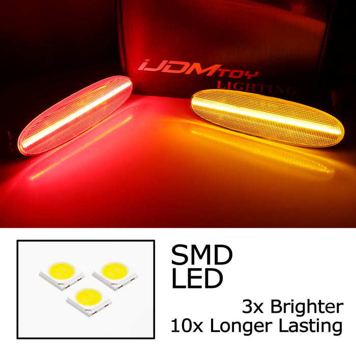4pc Set Clear Lens Amber/Red Full LED Side Marker Lights For Jaguar 1997-03 XJ8