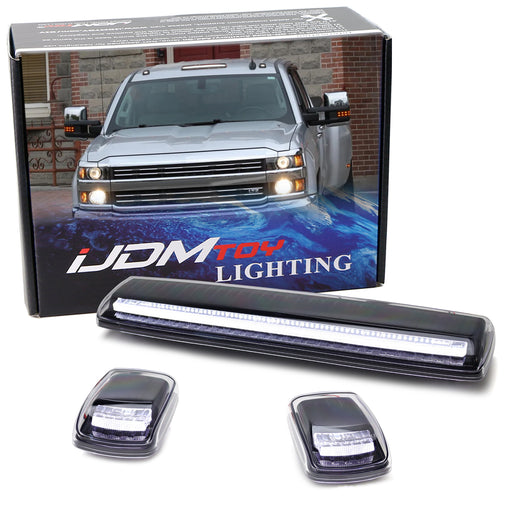 Black-Out White Full Strip LED Cab Roof Light Kit For 15-19 Silverado Sierra HD
