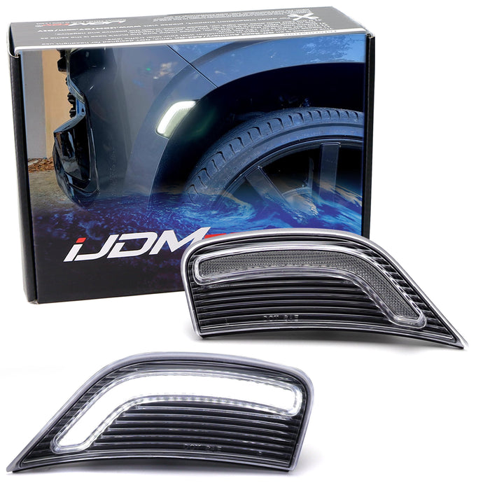 Clear Bold Arch White LED Front Side Markes For 2021-24 Yukon Suburban Escalade