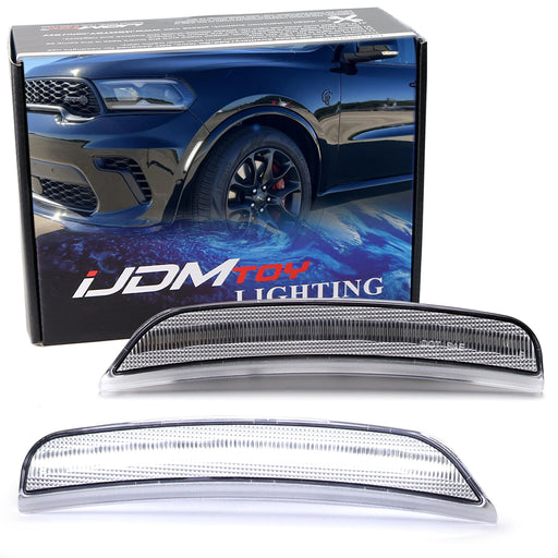 Clear Lens White Full LED Front Bumper Side Marker Lights For Dodge 21+ Durango