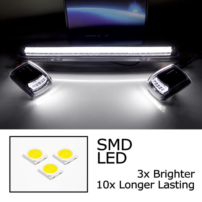 Black-Out White Full Strip LED Cab Roof Light Kit For 15-19 Silverado Sierra HD