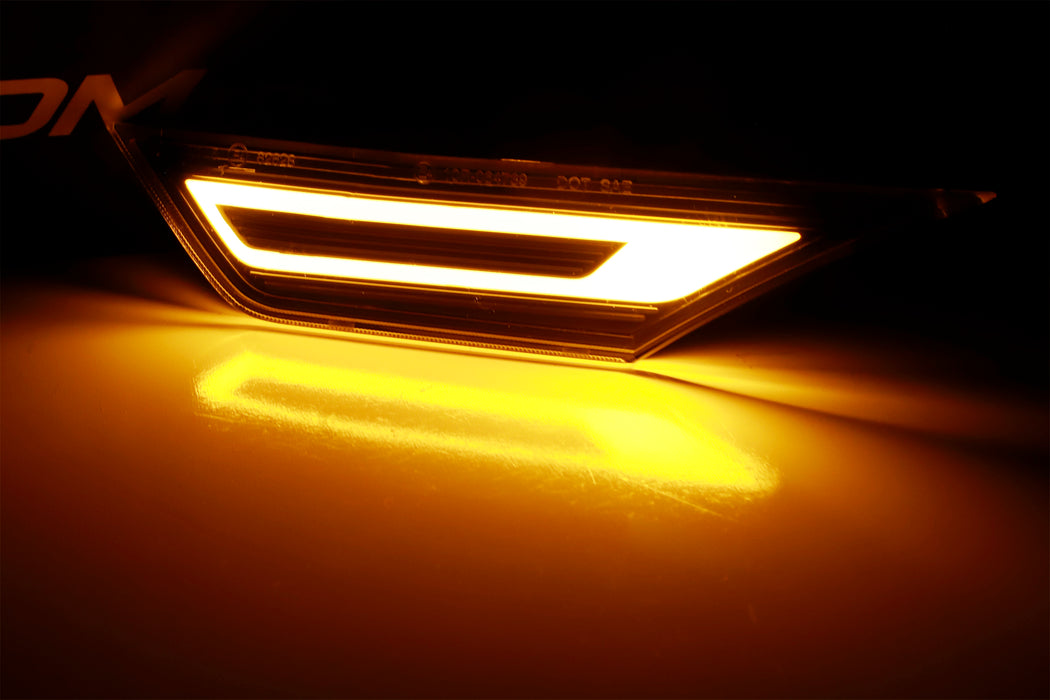 GT-Stype Black-Out Cover Amber LED Front Side Markers For Honda 2016-2021 Civic