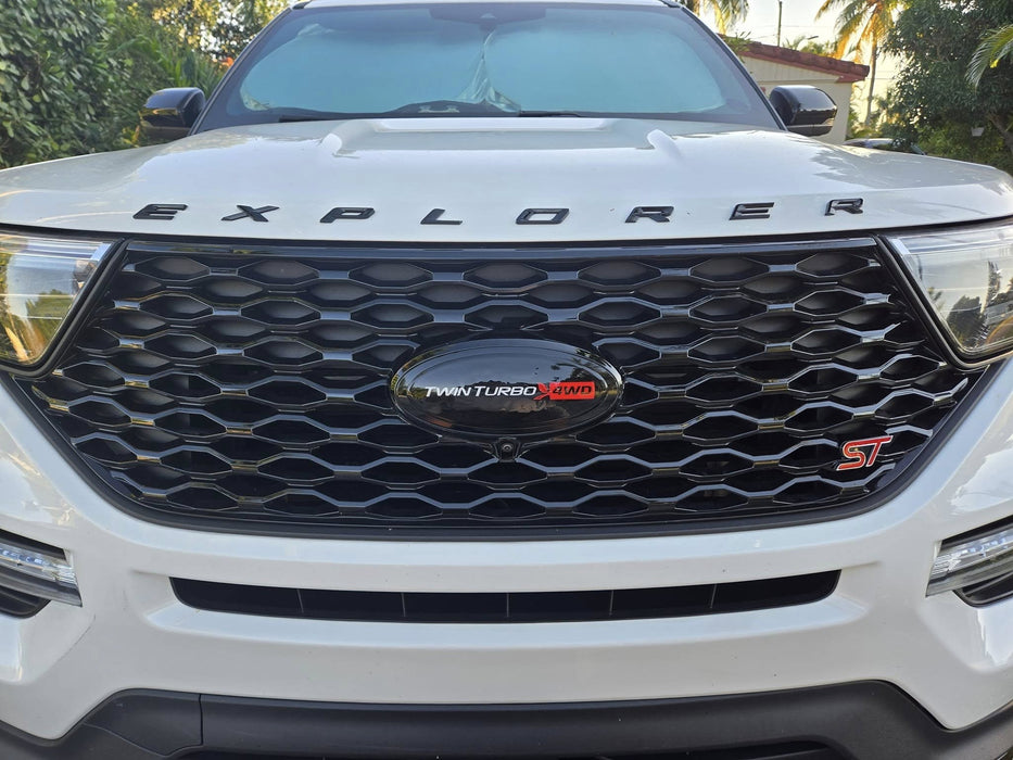 Matte Black Finish 3D Raised Font Hood Letter Pieces For 2011-up Ford Explorer