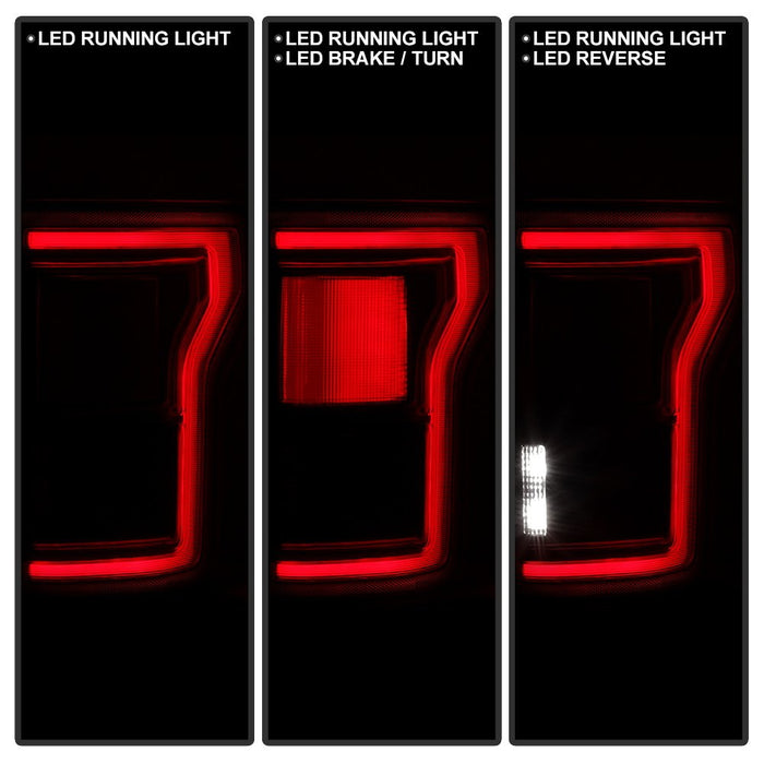 Red Smoked Raptor BSD Style LED Tail Lights For 15-20 Ford F150 Fit Halogen Tail