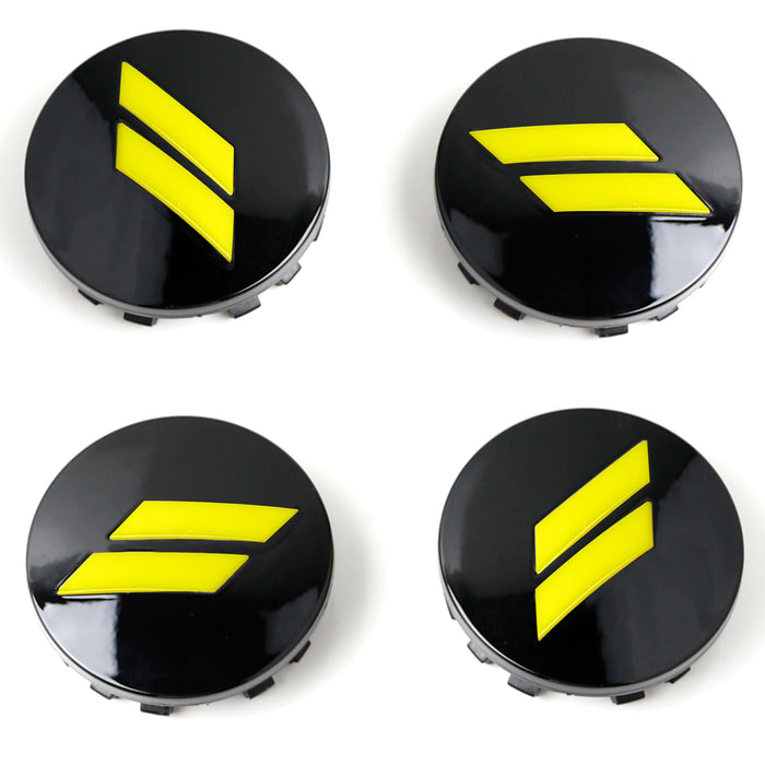 4pc 63mm Yellow //Slash Wheel Center Caps For Dodge Charger Challenger Durango