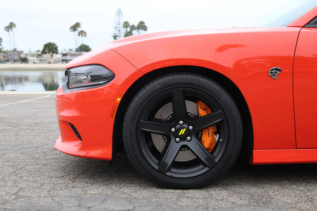 4pc 63mm Yellow //Slash Wheel Center Caps For Dodge Charger Challenger Durango