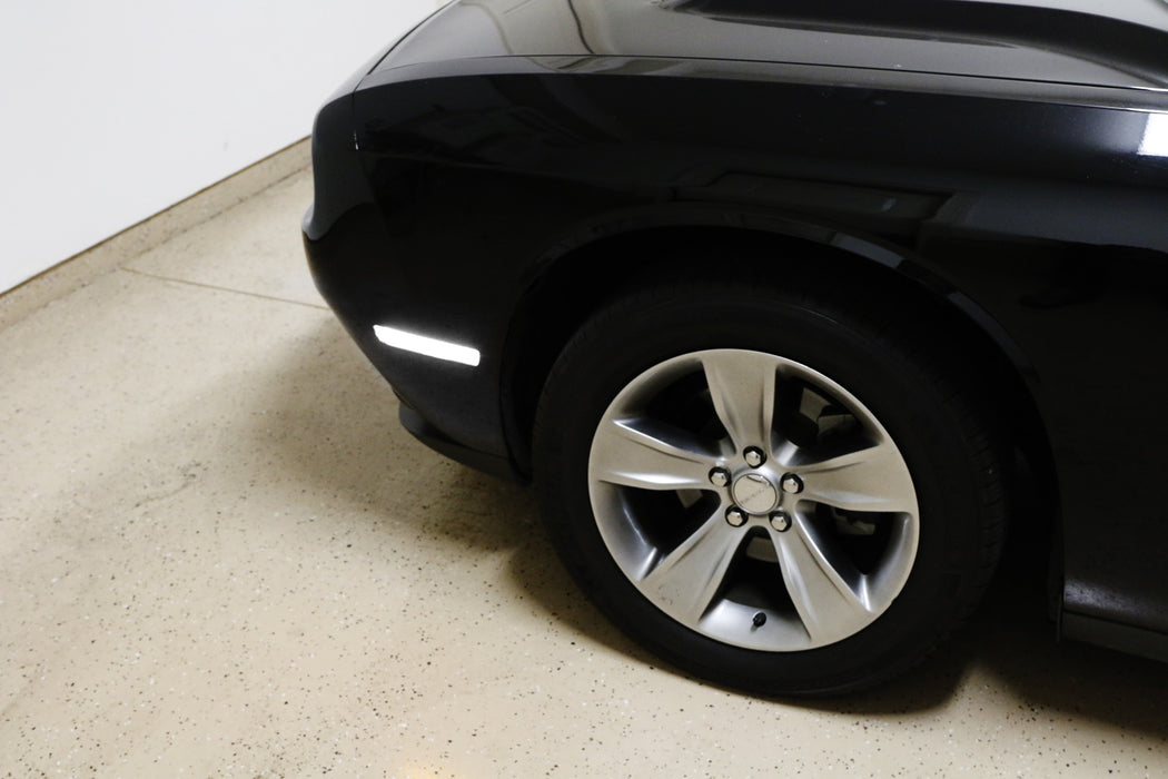 Smoked Lens All White Front/Rear LED Side Marker Lights 2015-24 Dodge Challenger