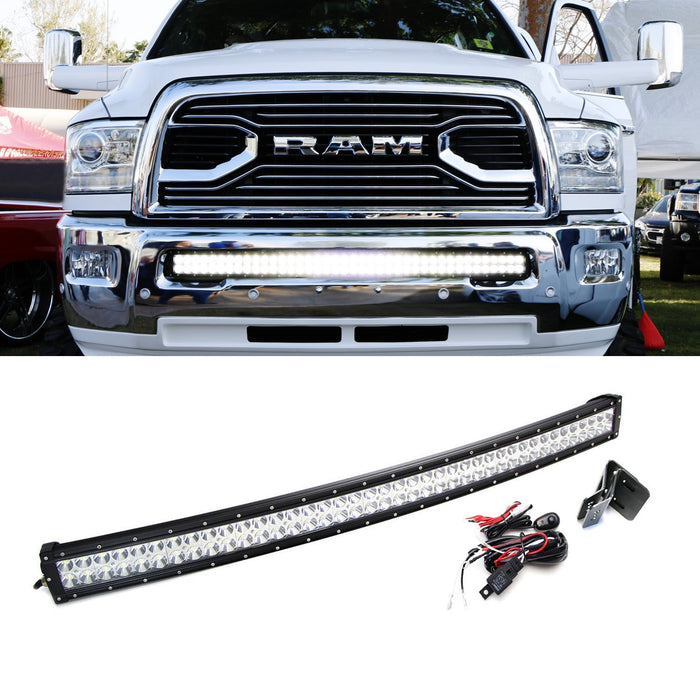 240W 40-42" LED Light Bar w/ Lower Bumper Bracket Wiring For 10-18 RAM 2500 3500