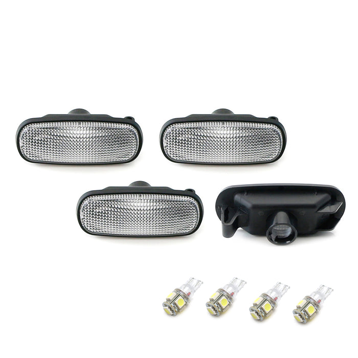 Clear Lens Front/Rear Side Marker Lamps w/ Whit LED For 2003-09 RAM DRW Fenders