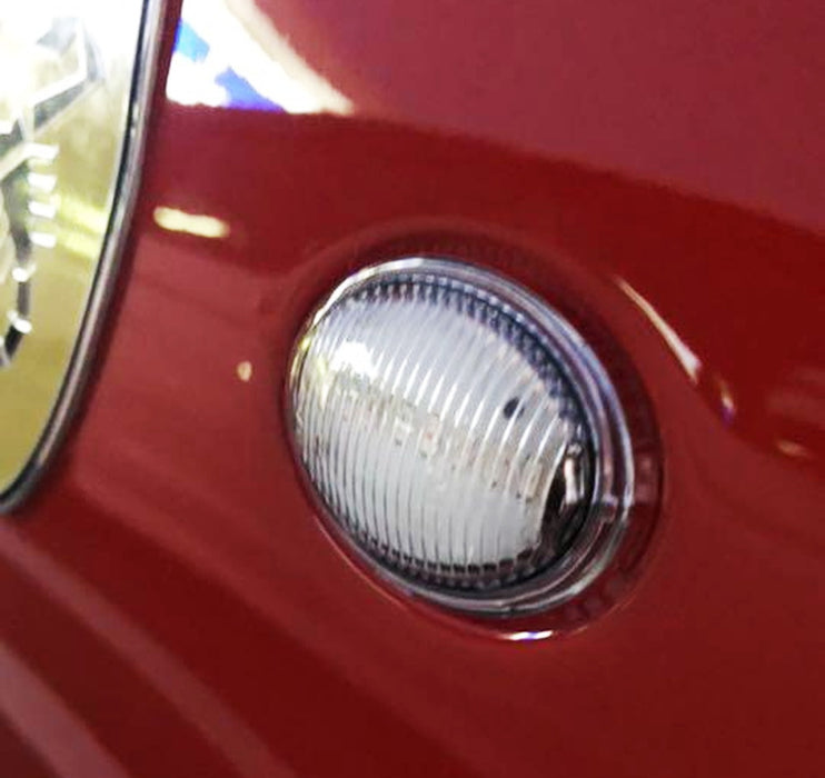 Clear Lens White Full LED Side Marker Lights For 07-19 Fiat 500 500e 500c Abarth