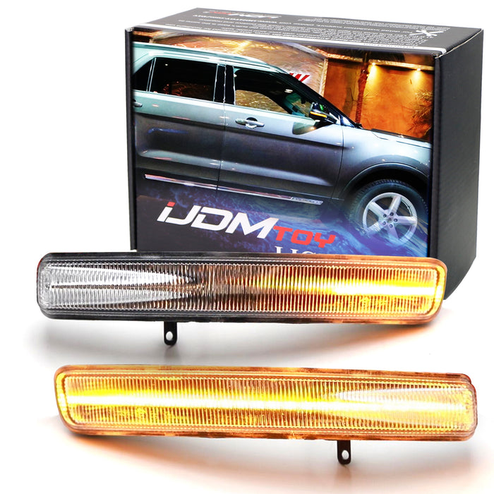 Clear Sequential Blink Full LED Side Mirror Indicator Lightbar For Ford Explorer