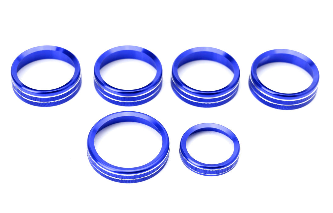 6pc Blue AC Stereo Volume/Tune Trailer Switch Knob Ring Covers For 2016-20 F-150