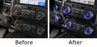 6pc Blue AC Stereo Volume/Tune Trailer Switch Knob Ring Covers For 2016-20 F-150