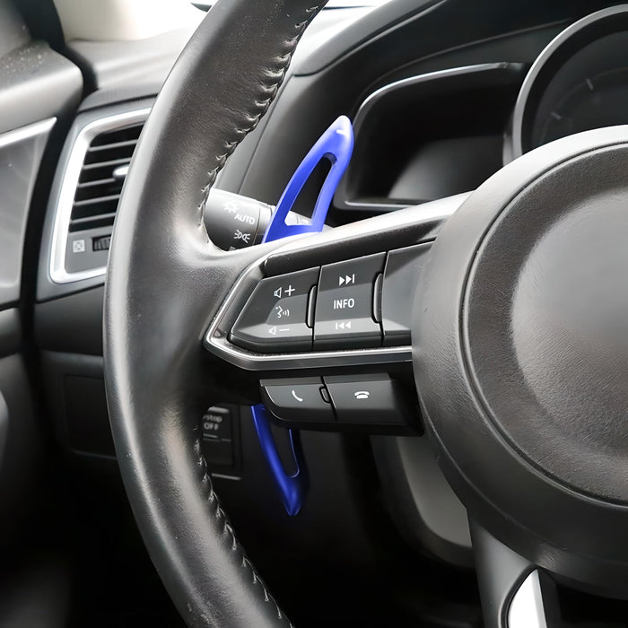 Blue Aluminum Steering Wheel Paddle Shifter Extensions For Mazda 3 6 CX3 CX5 CX9