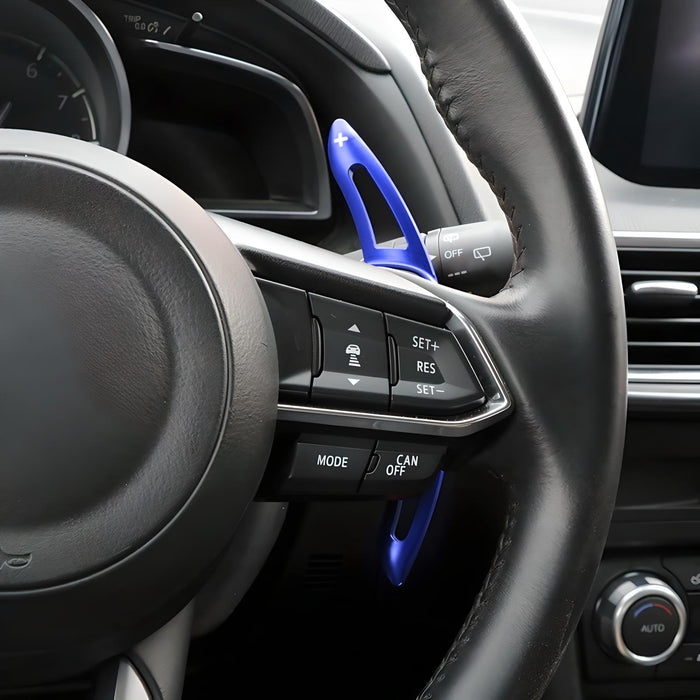 Blue Aluminum Steering Wheel Paddle Shifter Extensions For Mazda 3 6 CX3 CX5 CX9