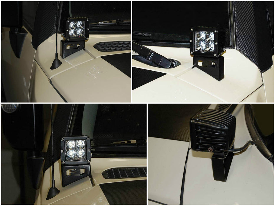 Hood Mount Windshield A-Pillar LED Ditch Light Bracket For Toyota FJ Cruiser
