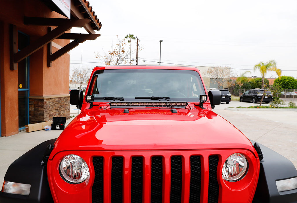 Front Hood Mount A-Pillar LED Ditch Light Bracket For Wrangler JL, Gladiator JT