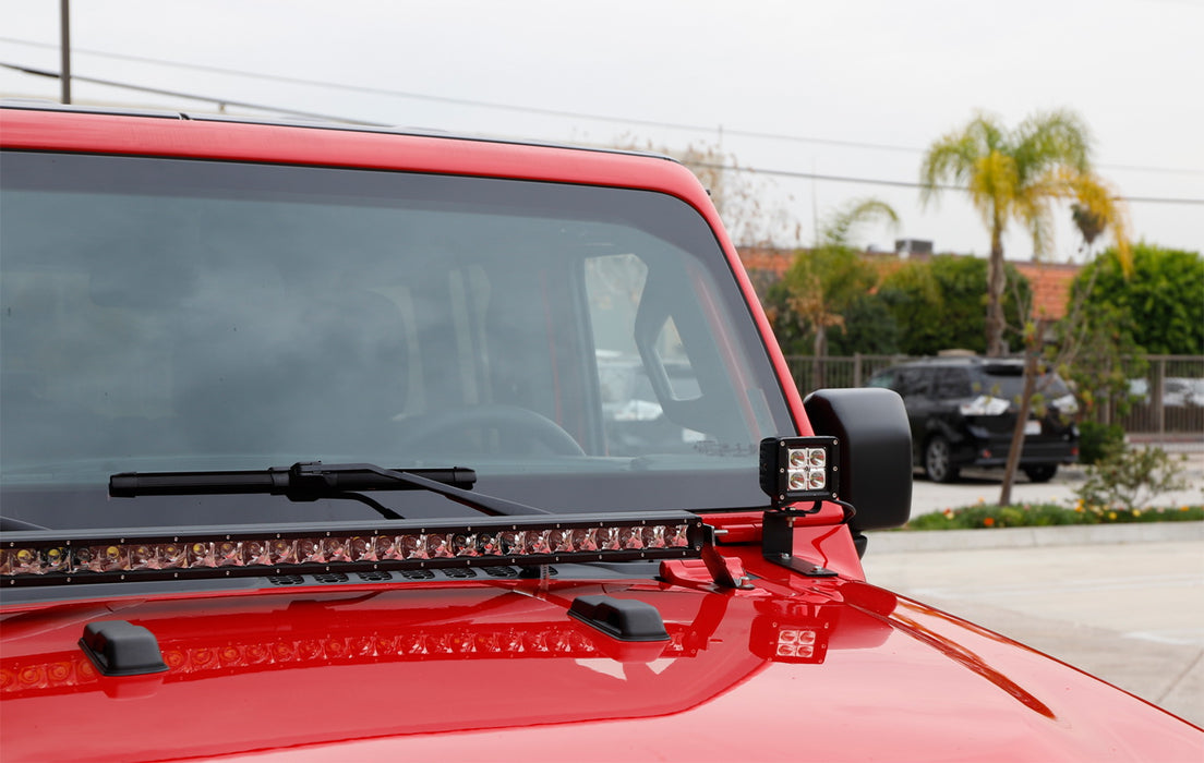 Front Hood Mount A-Pillar LED Ditch Light Bracket For Wrangler JL, Gladiator JT