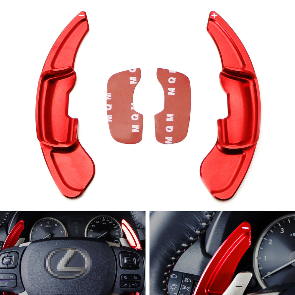 Red CNC Billet Steering Wheel Paddle Shifter Extension Covers For Lexus GS350