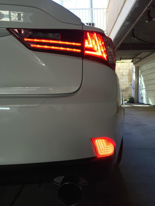 Smoked Lens Full LED Rear Bumper Reflectors Lights For 2014-20 Lexus IS250 IS350