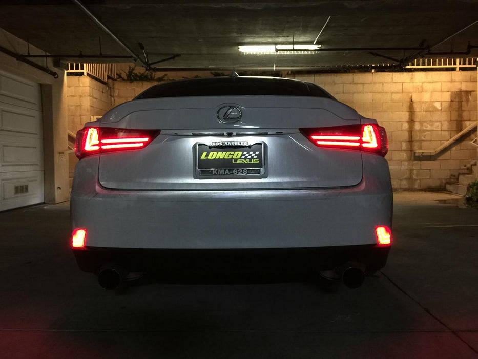 Smoked Lens Full LED Rear Bumper Reflectors Lights For 2014-20 Lexus IS250 IS350