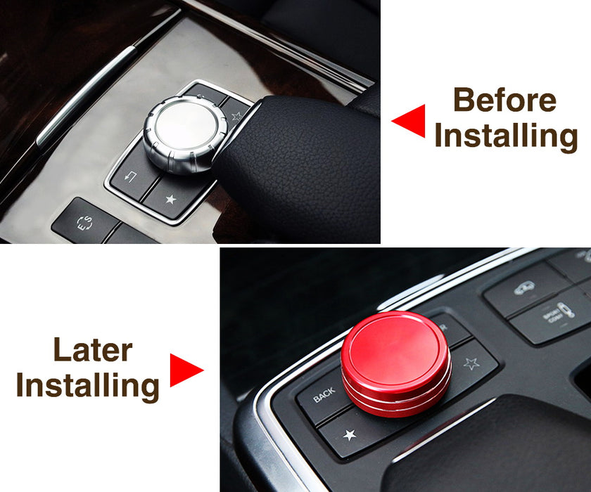 Red Center Console Knob Wheel Cover For Mercedes A B C E S CLA GLA GLK ML etc