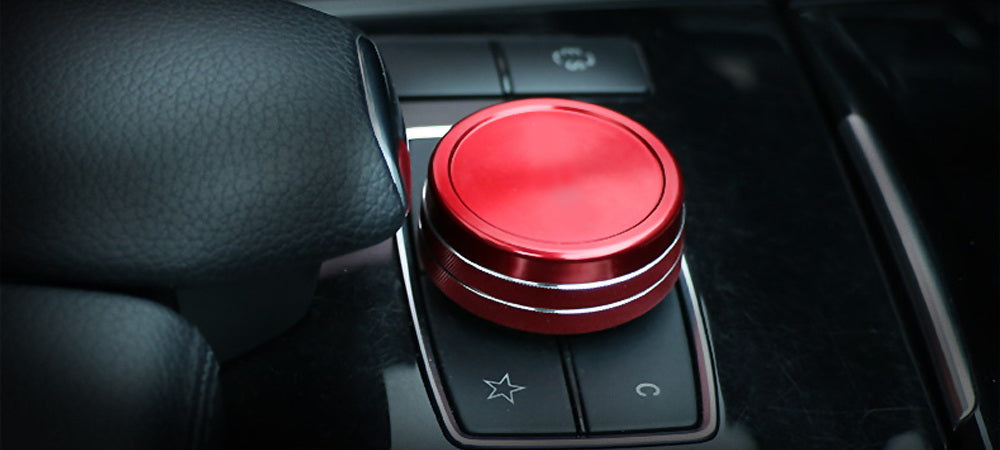 Red Center Console Knob Wheel Cover For Mercedes A B C E S CLA GLA GLK ML etc