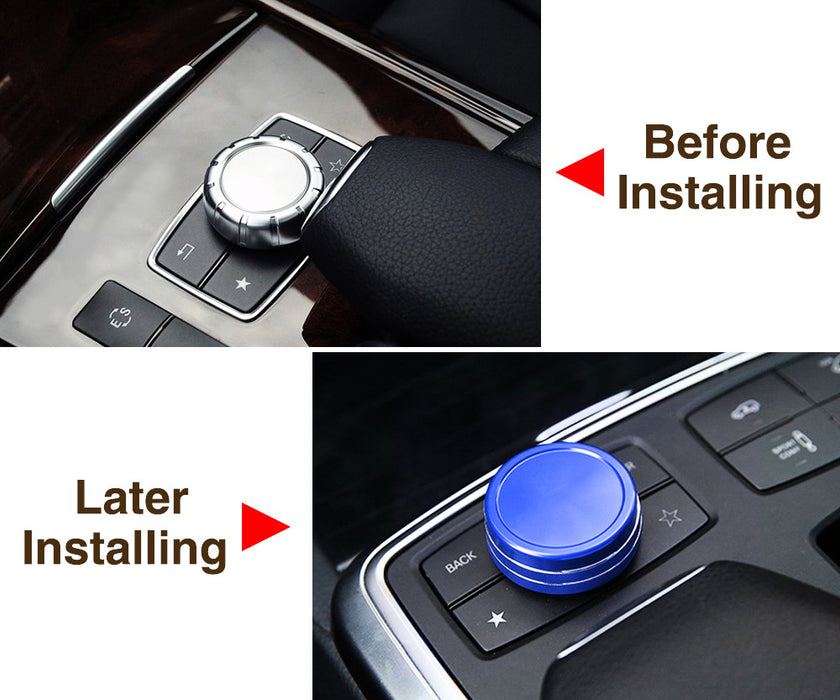 Blue Center Console Knob Wheel Cover For Mercedes A B C E S CLA GLA GLK ML etc
