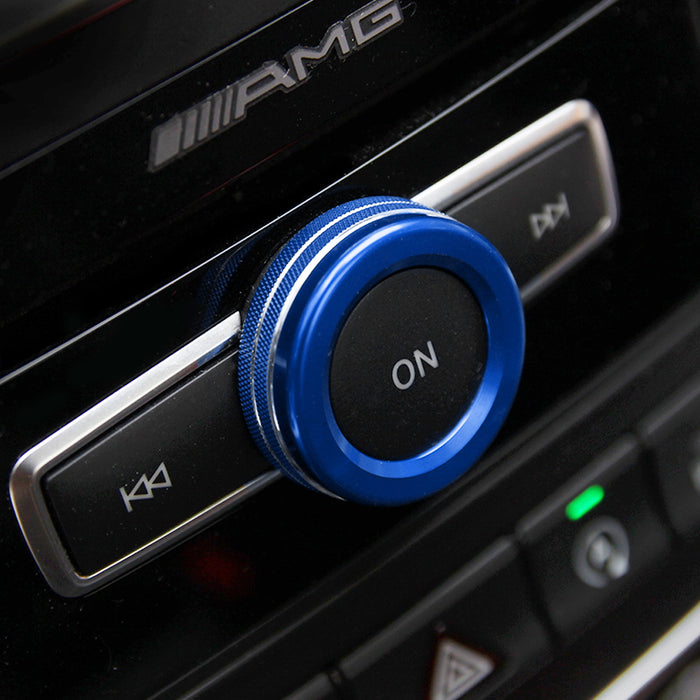 Blue Stereo Volume Control Knob Cover For Mercedes A B C E S CLA GLA GLK ML GL