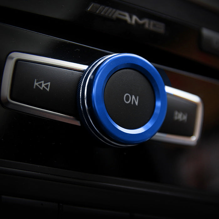 Blue Stereo Volume Control Knob Cover For Mercedes A B C E S CLA GLA GLK ML GL